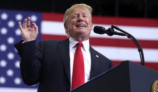 President Donald Trump speaks at a rally at the Nashville Municipal Auditorium, Tuesday, May 29, 2018, in Nashville, Tenn. (AP Photo/Andrew Harnik)