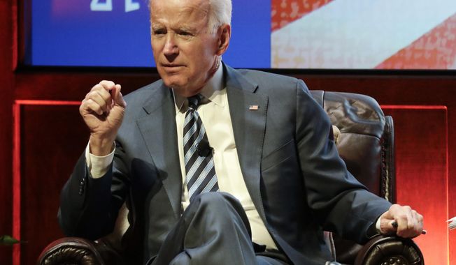 FILE - In this April 10, 2018, file photo, former Vice President Joe Biden takes part in a question and answer session at Vanderbilt University in Nashville, Tenn. Biden is scheduled to give the keynote speech at a Maryland Democratic Party unity event in late June after the state&#x27;s primary, the party said Wednesday, June 6. (AP Photo/Mark Humphrey, File)