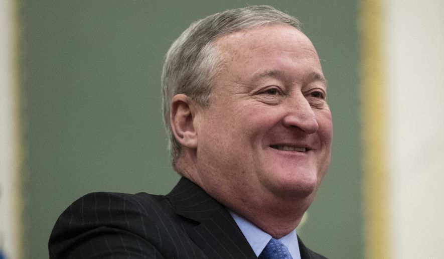 Philadelphia Mayor Jim Kenney smiles before speaking at City Hall in Philadelphia, Thursday, Nov. 2, 2017. Kenney on Thursday called for the panel that governs the city&#39;s schools to be dissolved and replaced by mayor-appointed board. (AP Photo/Matt Rourke)