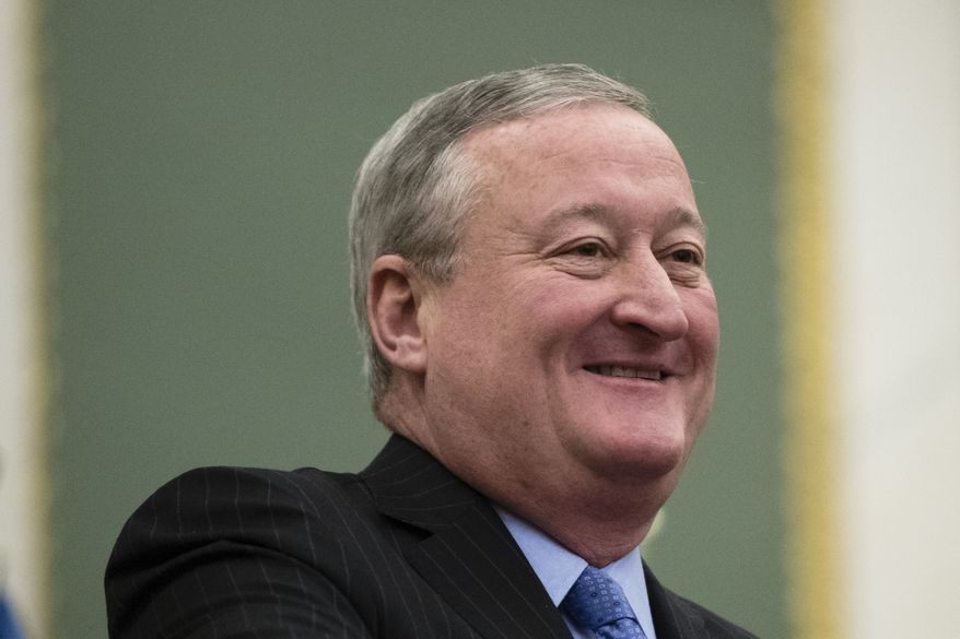 Philadelphia Mayor Jim Kenney smiles before speaking at City Hall in Philadelphia, Thursday, Nov. 2, 2017. Kenney on Thursday called for the panel that governs the city&#39;s schools to be dissolved and replaced by mayor-appointed board. (AP Photo/Matt Rourke)