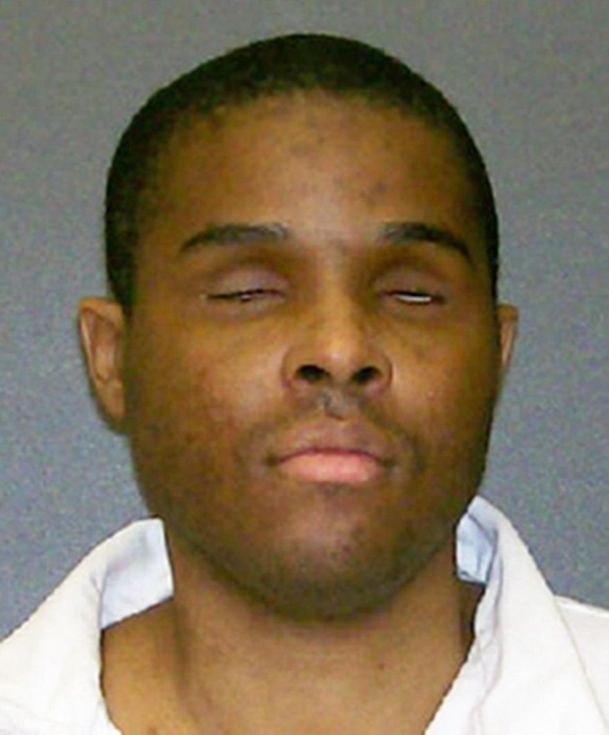 This photo provided by the Texas Department of Criminal Justice shows death-row inmate Andre Thomas, from Texoma, Texas. Attorneys for Thomas, who removed his only eye and ate it in a bizarre outburst several years ago, are arguing to a federal appeals court that he's too mentally ill to be executed for killing his estranged wife's 13-month old daughter. (Texas Department of Criminal Justice via AP)