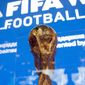 The World Cup trophy is on display at the FIFA museum in Moscow. The 21st World Cup begins Thursday when host Russia takes on Saudi Arabia. (Associated Press)