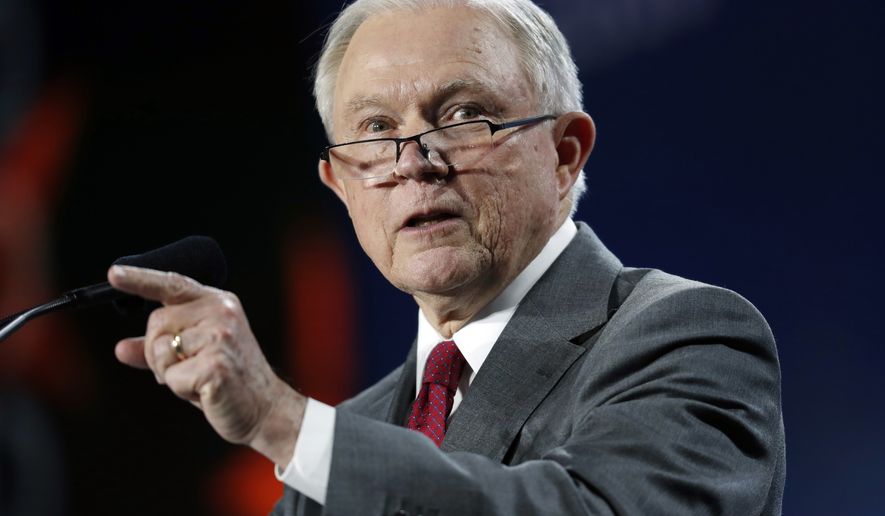 U.S. Attorney General Jeff Sessions makes a point during his speech at the Western Conservative Summit, Friday, June 8, 2018, in Denver. (AP Photo/David Zalubowski) **FILE**