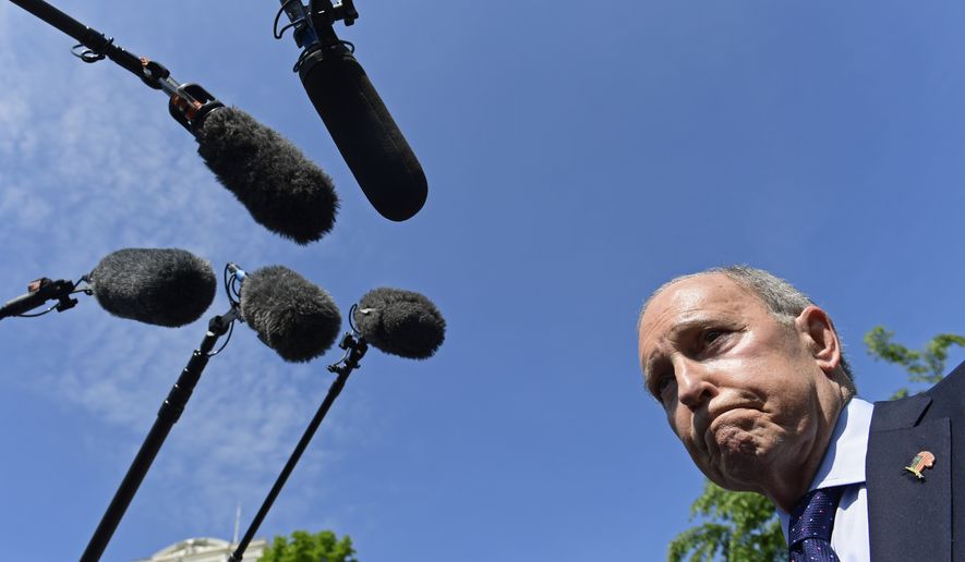 In this May 21, 2018, file photo, White House National Economic Council Director Larry Kudlow speaks to reporters at the White House in Washington. Kudlow, went on “Fox &amp; Friends’’ Tuesday, June 5, to convey President Donald Trump&#x27;s preference for reaching separate pacts with Canada and Mexico. Kudlow said Trump doesn’t necessarily plan to abandon NAFTA, but “is just going to try a different approach.’’ (AP Photo/Susan Walsh, File)