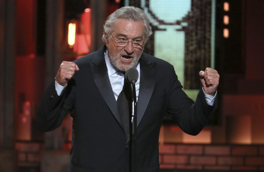 Robert De Niro introduces a performance by Bruce Springsteen at the 72nd annual Tony Awards at Radio City Music Hall on Sunday, June 10, 2018, in New York. (Photo by Michael Zorn/Invision/AP)