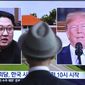 A man watches a TV screen showing file footage of U.S. President Donald Trump, right, and North Korean leader Kim Jong-un during a news program at the Seoul Railway Station in Seoul, South Korea, Monday, June 11, 2018.  Final preparations are underway in Singapore for Tuesday&#39;s historic summit between President Trump and North Korean leader Kim, including a plan for the leaders to kick things off by meeting with only their translators present, a U.S. official said.  The signs read: &amp;quot; Summit between the United States and North Korea.&amp;quot; (AP Photo/Ahn Young-joon)