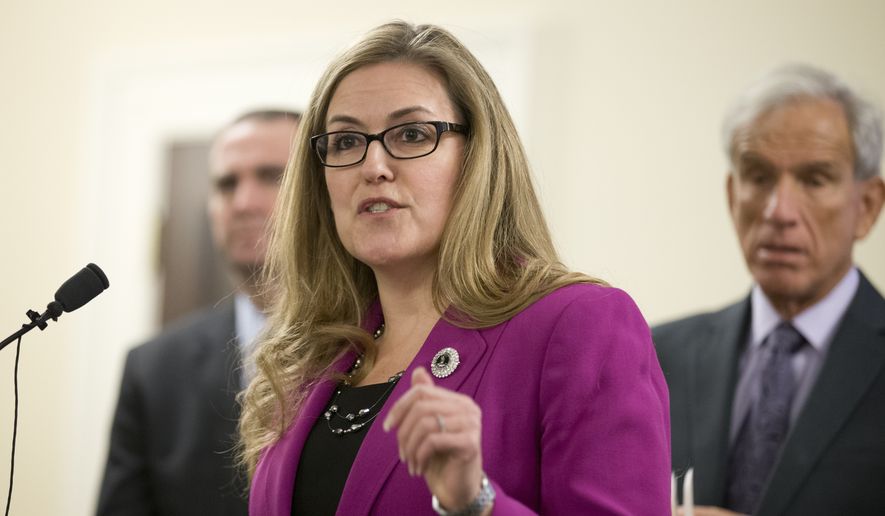 Rep. Jennifer Wexton, Virginia Democrat, is shown in this file photo from Jan. 2016, when she serving as a state senator. (AP Photo/Steve Helber) ** FILE **