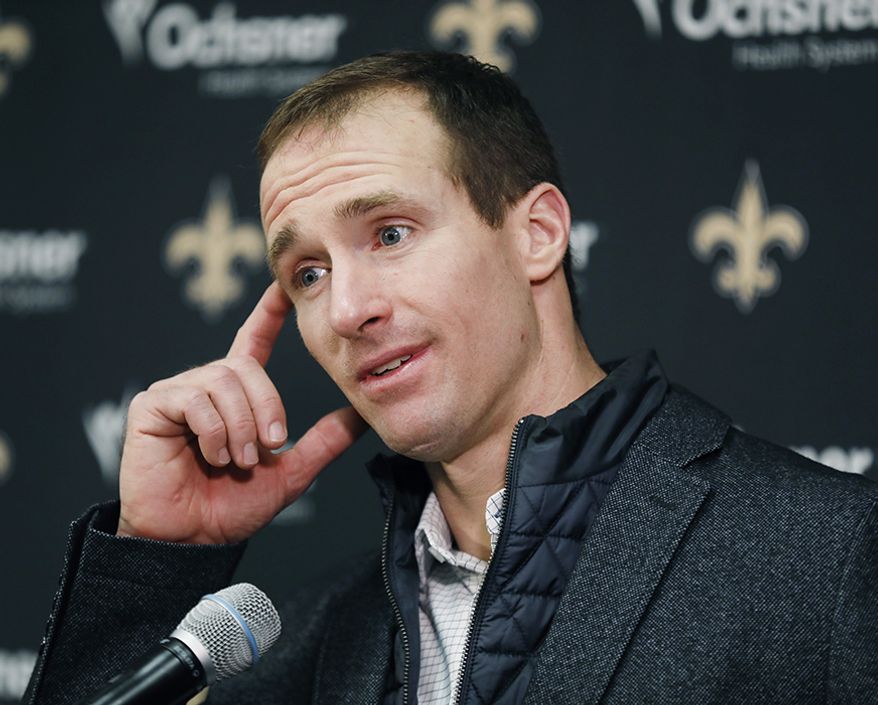 17. Drew Brees: $42.9 million (Football, U.S.) New Orleans Saints quarterback Drew Brees takes part in a news conference following an NFL divisional football playoff game in Minneapolis, Sunday, Jan. 14, 2018. The Vikings defeated the Saints 29-24. (AP Photo/Charlie Neibergall)