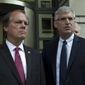 James Wolfe, left, former director of security with the Senate Intelligence Committee, is accompanied by his attorney Benjamin Klubes as they leave the federal courthouse, Wednesday, June 13, 2018, in Washington. (AP Photo/Jose Luis Magana)