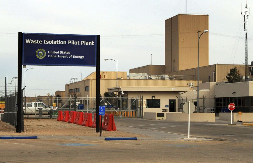 FILE - This March 6, 2014 file photo shows the idled Waste Isolation Pilot Plant, the nation's only underground nuclear waste repository, near Carlsbad, N.M. Work has started on a new ventilation system that will clear the way for more radioactive waste to be hauled underground and disposed of at the U.S. government's nuclear repository in southern New Mexico. U.S. Energy Department officials celebrated with a groundbreaking event Thursday, June 14, 2018, saying the system is key for ramping up work at the nuclear repository. (AP Photo/Susan Montoya Bryan, File)