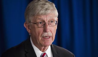 National Institutes of Health Director Dr. Francis Collins speaks during a news conference in Trenton, N.J., on Sept. 18, 2017. (Associated Press) **FILE**