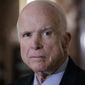 In this Oct. 25, 2017, file photo, Senate Armed Services Chairman John McCain, R-Ariz., pauses before speaking on Capitol Hill in Washington. (AP Photo/J. Scott Applewhite, File)