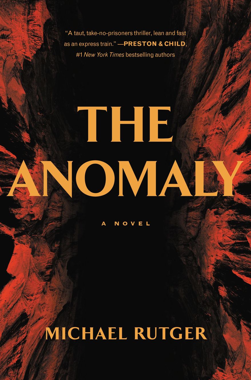 This cover image released by Grand Central Publishing shows "The Anomaly," a novel by Michael Rutger. (Grand Central Publishing via AP)