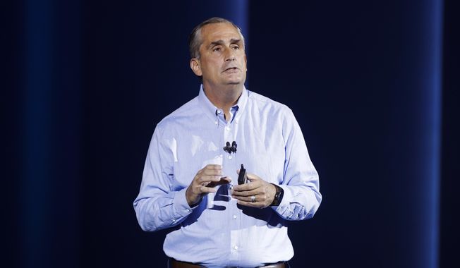 FILE- In this Jan. 8, 2018, file photo, Intel CEO Brian Krzanich delivers a keynote speech at CES International in Las Vegas. Krzanich is resigning after the company learned of a consensual relationship that he had with an employee. Intel said Thursday, June 21, that the relationship was in violation of the company&#x27;s non-fraternization policy, which applies to all managers.(AP Photo/Jae C. Hong, File)