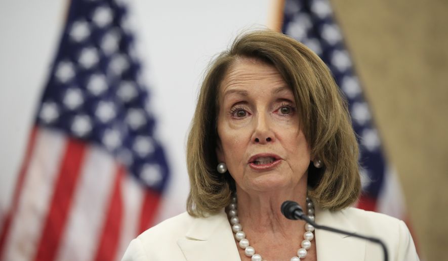 House Minority Leader Nancy Pelosi, D-Calif., speaks during a news conference about the tax cut on Capitol Hill in Washington, Friday, June 22, 2018. (AP Photo/Manuel Balce Ceneta)