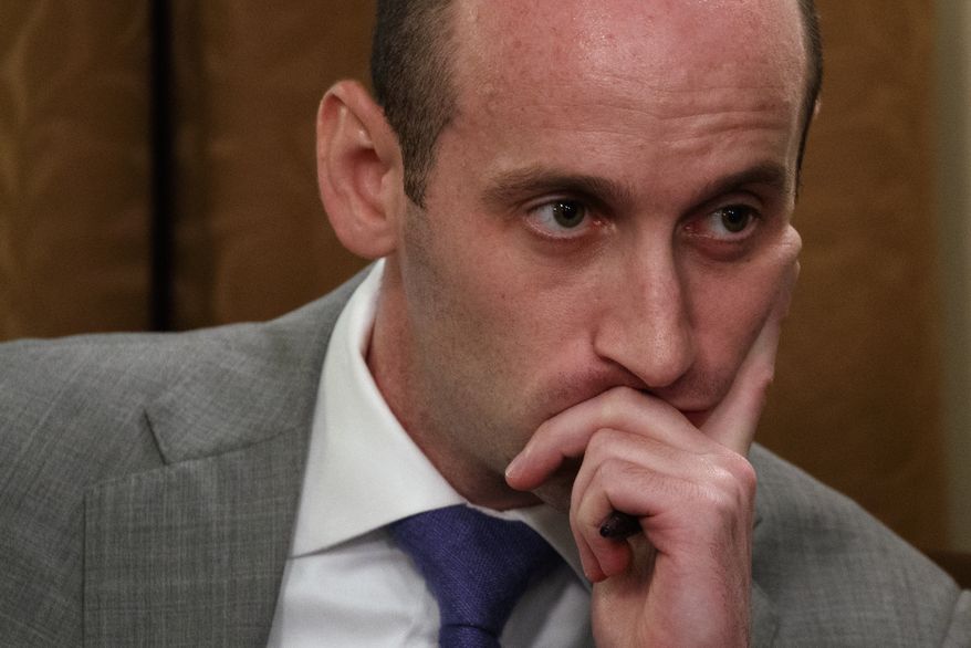 White House senior adviser Stephen Miller listens to President Donald Trump speak during a cabinet meeting at the White House, Thursday, June 21, 2018, in Washington. (AP Photo/Evan Vucci)