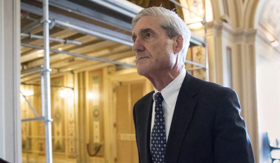 Special counsel Robert Mueller departs after a meeting on Capitol Hill in Washington on June 21, 2017. (Associated Press) **FILE**