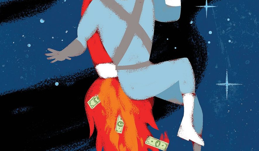 Illustration on the drawbacks of a &quot;space force&quot; by Linas Garsys/The Washington Times