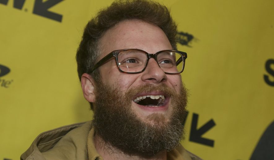 FILE - In this March 12, 2017, file photo, Seth Rogen arrives for &quot;The Disaster Artist&quot; at the Paramount Theatre during the South by Southwest Film Festival in Austin, Texas. Rogen became an honorary member of the Pi Kappa Alpha fraternity chapter at the University of Vermont on April 17, 2017. (Photo by Jack Plunkett/Invision/AP, File)