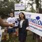 In this June 12, 2018, file photo, South Carolina Rep. Katie Arrington, who is running for the first district of South Carolina, campaigns after voting for herself in the primary election at Bethany United Methodist Church in Summerville. Arrington, who defeated U.S. Rep. Mark Sanford in his re-election bid, has been seriously injured in a deadly wreck. Spokesman Michael Mule tells media outlets Arrington has undergone surgery for her injuries and was recovering Saturday, June 23, 2018, in a Charleston-area hospital. (Kathryn Ziesig/The Post And Courier via AP, File)