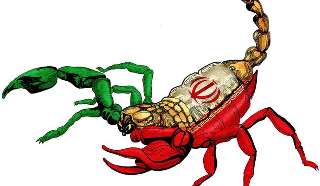 Iran Scorpion Illustration by Greg Groesch/The Washington Times