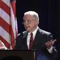 U.S. Attorney General Jefferson Sessions talks about immigration at the NASRO School Safety Conference at the Peppermill Resort on Monday, June 25, 2018, in Reno, Nev. (Andy Barron /The Reno Gazette-Journal via AP) ** FILE **