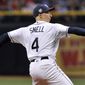 Tampa Bay Rays starter Blake Snell pitches against the Washington Nationals during the first inning of a baseball game Monday, June 25, 2018, in St. Petersburg, Fla. (AP Photo/Steve Nesius)
