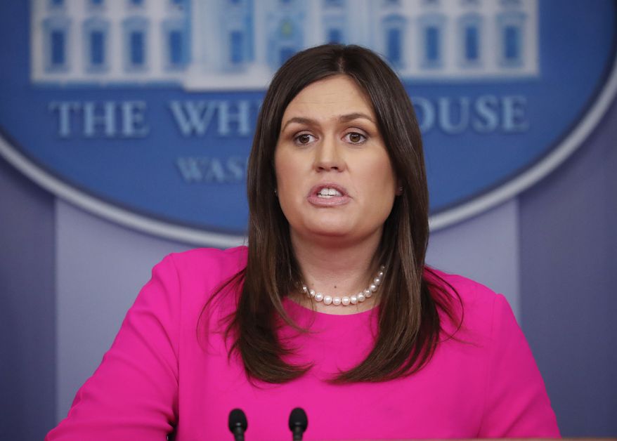 White House press secretary Sarah Huckabee Sanders speaks to the media during the daily briefing in the Brady Press Briefing Room of the White House, Monday, June 25, 2018. (AP Photo/Pablo Martinez Monsivais)