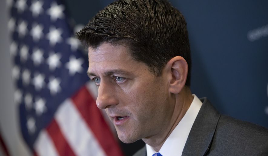 Speaker of the House Paul Ryan, R-Wis., talks to reporters following a closed-door GOP strategy session at the Capitol in Washington, Tuesday, June 26, 2018. Ryan has scheduled a long-awaited showdown vote on a broad Republican immigration bill for Wednesday, but he&#x27;s showing little confidence that the package will survive. (AP Photo/J. Scott Applewhite)
