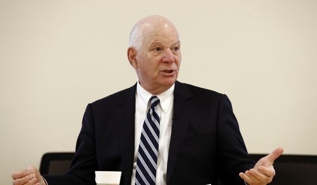 In this Tuesday, Jan. 16, 2018, file photo, Sen. Ben Cardin, D-Md., talks after speaking with members of the Downtown Partnership of Baltimore, in Baltimore. (AP Photo/Patrick Semansky, File)