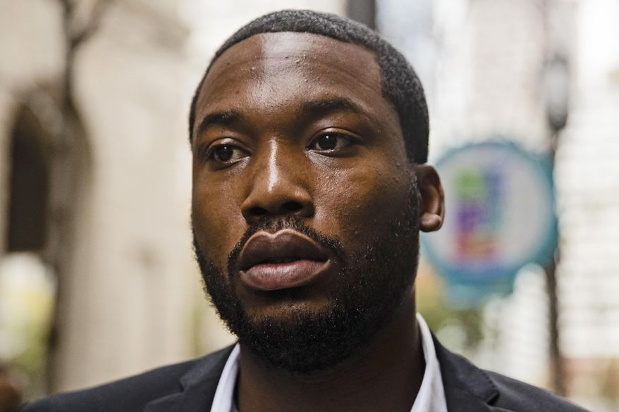 FILE – In this Nov. 6, 2017, file photo, rapper Meek Mill arrives at the Criminal Justice Center in Philadelphia. A Philadelphia judge has denied Mill’s petition for a new trial in his decade-old drug and gun convictions despite support for the request by the district attorney’s office. The rapper’s attorneys cited credibility issues with a police officer who testified in his case. (AP Photo/Matt Rourke, File)