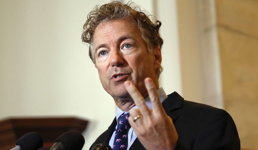 Sen. Rand Paul, Kentucky Republican, said he disagrees with a 2015 ruling by Supreme Court nominee Brett M. Kavanaugh that the federal government&#x27;s metadata collection was &quot;entirely consistent&quot; with the Fourth Amendment&#x27;s protection against unreasonable searches. (Associated Press/File)