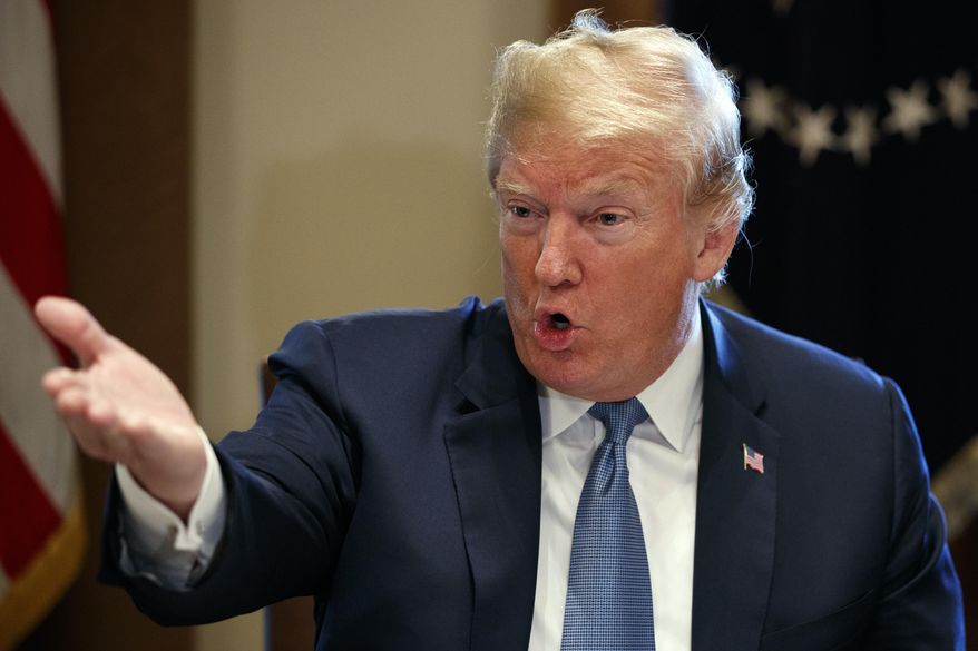 President Donald Trump speaks during a meeting with Republican lawmakers in the Cabinet Room of the White House, Tuesday, June 26, 2018, in Washington. (AP Photo/Evan Vucci)