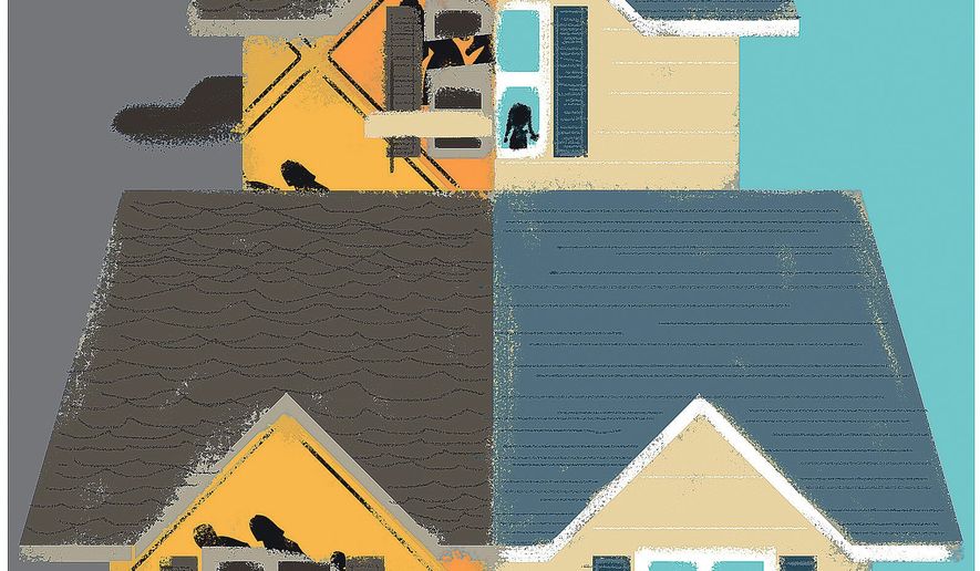 Illustration on the effects of uncontrolled immigration on the quality of life in America by Linas Garsys/The Washington Times