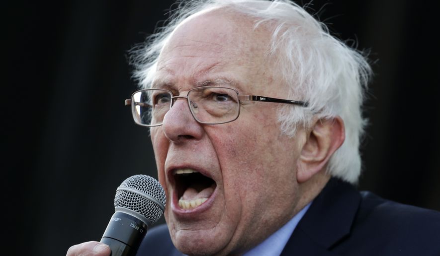 Sen. Bernie Sanders, I-Vt., speaks at a rally commemorating the 50th anniversary of the assassination of the Rev. Martin Luther King Jr. Wednesday, April 4, 2018, in Memphis, Tenn. King was assassinated April 4, 1968, while in Memphis supporting striking sanitation workers. (AP Photo/Mark Humphrey)