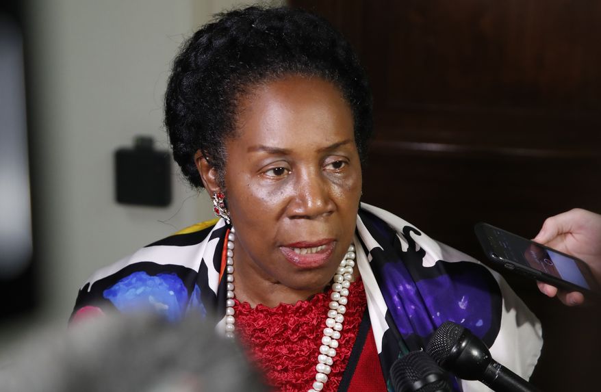 Rep. Sheila Jackson Lee, D-Texas, speaks as she departs a deposition before the House Judiciary Committee by Peter Strzok, the FBI agent facing criticism following a series of anti-Trump text messages, on Capitol Hill, Wednesday, June 27, 2018 in Washington. (AP Photo/Alex Brandon) ** FILE **