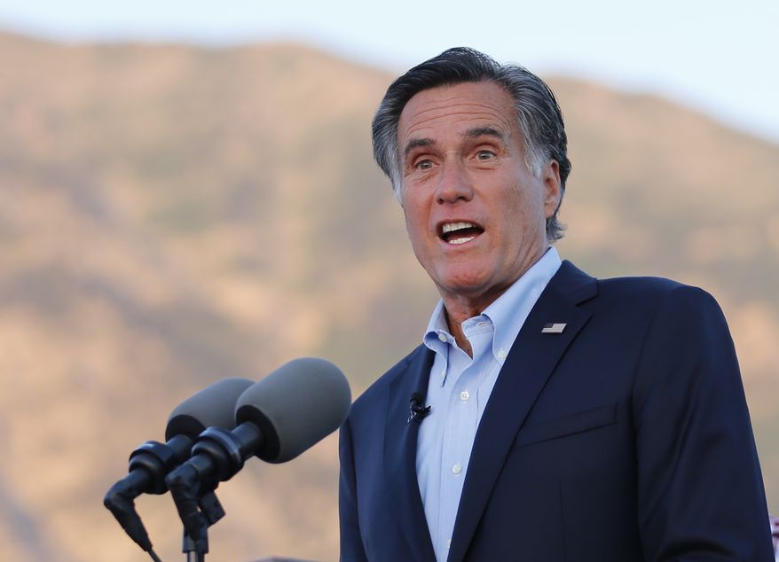 In this Tuesday, June 26, 2018, photo, Mitt Romney, former GOP presidential nominee, addresses supporters at during an election night party in Orem, Utah. (AP Photo/Rick Bowmer)