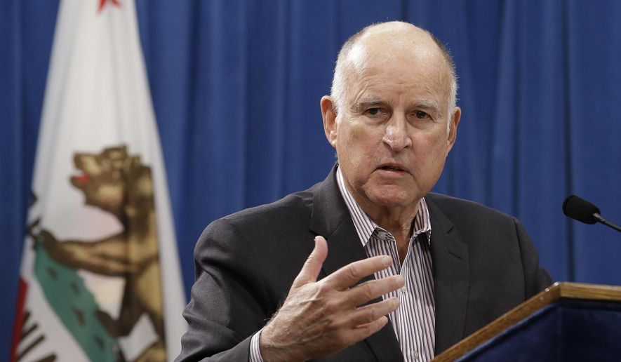 In this May 11, 2018, file photo, Gov. Jerry Brown discusses his revised 2018-19 state budget at a Capitol news conference in Sacramento, Calif. (AP Photo/Rich Pedroncelli, File)