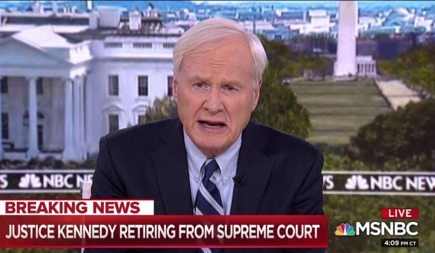 MSNBC&#x27;s Chris Matthews is shown here in a June 27, 2018 screen capture from MSNBC programming.  