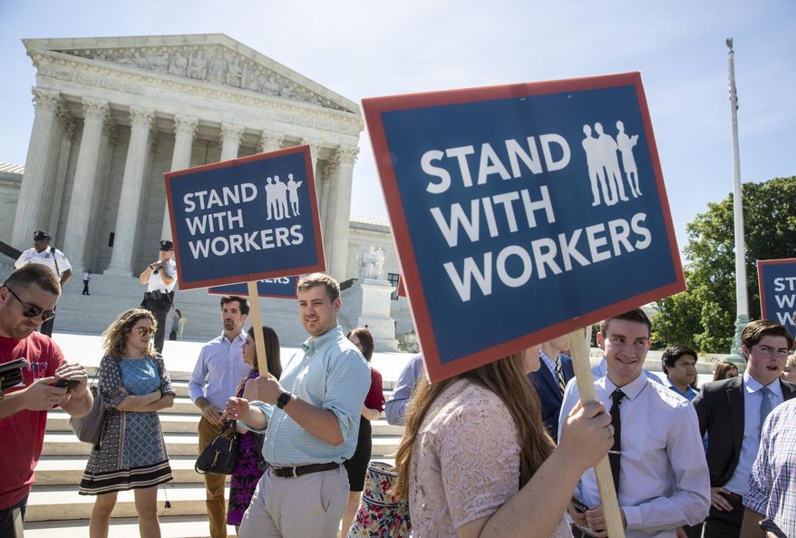 In Janus v. AFSCME, the Supreme Court decided last year that government workers can&#39;t be forced to contribute to labor unions that represent them in collective bargaining. (Associated Press/File)