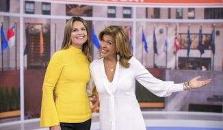 &amp;quot;Today&amp;quot; show co-anchors Savannah Guthrie, left, and Hoda Kotb pose on set at NBC Studios on Wednesday, June 27, 2018, in New York. NBC is marking six months with its new team of Savannah Guthrie and Hoda Kotb at the &amp;quot;Today&amp;quot; show, a pairing made necessary by Matt Lauer’s firing on sexual misconduct charges. (Photo by Charles Sykes/Invision/AP)