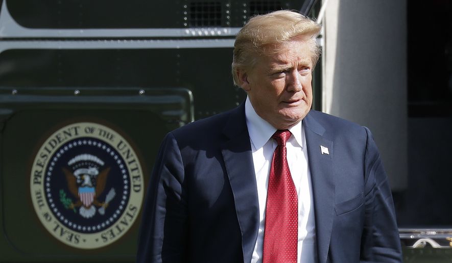 President Donald Trump walks across the South Lawn of the White in Washington, Thursday, June 28, 2018, following his arrival on Marine One helicopter. (AP Photo/Pablo Martinez Monsivais)