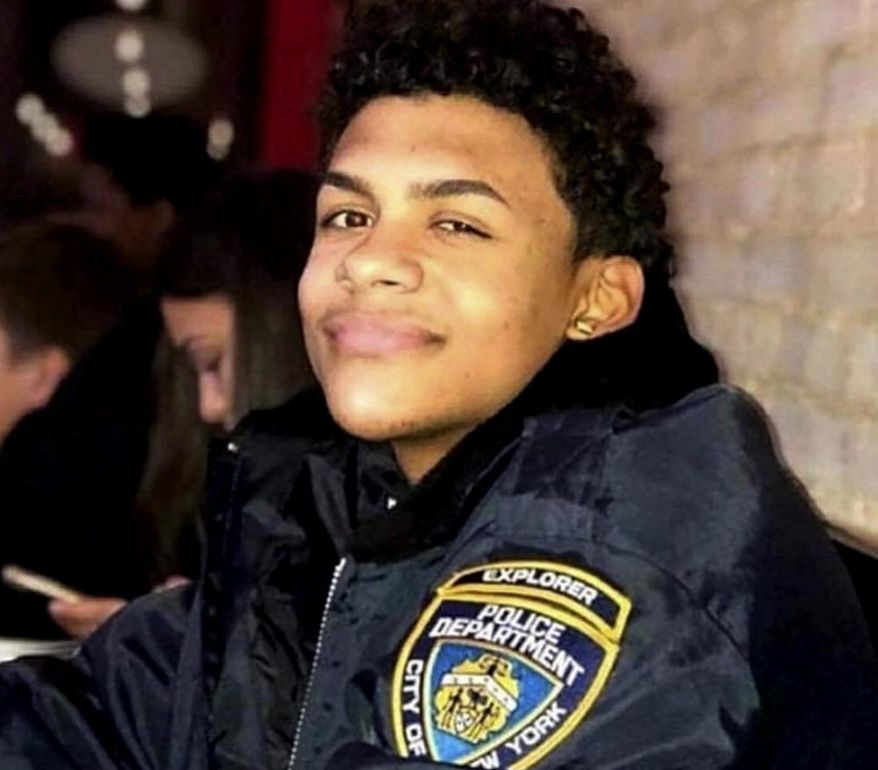 FILE - This undated file photo provided by the New York City Police Department (NYPD) shows Lesandro Guzman-Feliz, 15, who was attacked at a bodega in the Bronx borough of New York on June 19, 2018, and died after being slashed in the neck with a machete. Funeral services were held on Wednesday, June 27 for the teenager affectionately known as Junior, and eight suspects have been arrested on murder, manslaughter and gang assault charges, including six who were extradited from New Jersey. (NYPD via AP, File)