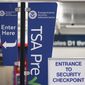A TSA pre-check sign at a security checkpoint is on display for travelers to easily see at the Fort Lauderdale Hollywood International Airport on Friday, June 29, 2018, in Fort Lauderdale, Fla. (AP Photo/Brynn Anderson)
