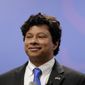 FILE - In this June 8, 2017 file photo, Shri Thanedar, a scientist and entrepreneur who has experienced big highs and lows in business, announces his candidacy for Michigan governor during a news conference in Detroit. Second-term Gov. Rick Snyder&#39;s impending departure under term limits has led four Republicans and three Democrats into a battle to follow him. The Democratic side features former Senate Minority Leader Gretchen Whitmer and two candidates who have never held elective office: businessman Shri Thanedar and ex-Detroit health director Abdul El-Sayed. (AP Photo/Carlos Osorio, File)