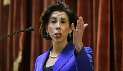 Rhode Island Democratic Gov. Gina Raimondo delivers her State of the State address to lawmakers and guests in the House Chamber at the Statehouse, Tuesday, Jan. 17, 2017, in Providence, R.I. (AP Photo/Steven Senne)