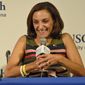 State Rep. Katie Arrington, a Republican candidate for Congress, speaks to the media Friday, July 6, 2018, at the MUSC campus in Charleston, S.C. Arrington, 47, was a passenger in a car that was hit head-on by a wrong-way driver June 22 on U.S. Highway 17 near Charleston. (AP Photo/Richard Shiro)