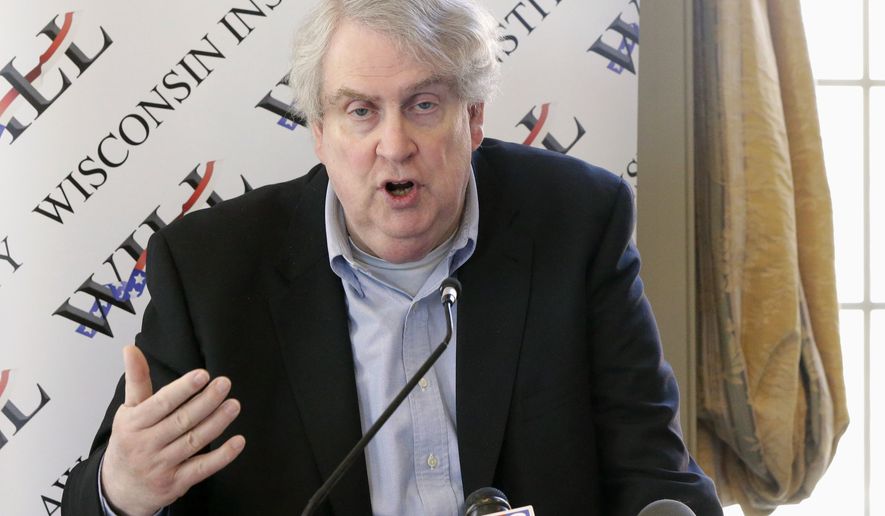 FILE - In this May 2, 2016, file photo Marquette University professor John McAdams speaks at a news conference in Milwaukee. The Wisconsin Supreme Court is expected to rule Friday, July 6, 2018, on whether Marquette was correct to fire the conservative professor who wrote a blog post criticizing a student instructor whom he believed shut down discussion against gay marriage. McAdams sued the private Catholic school in 2016, arguing that he lost his job for exercising freedom of speech. (Mike De Sisti/Milwaukee Journal-Sentinel via AP, File)