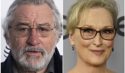 This combination of two file photos shows actors Robert De Niro at New York City&#x27;s Radio City Music Hall on April 19, 2017 and Meryl Streep in Beverly Hills, Calif. on Jan. 17, 2018. An agreement reached in the sale of Harvey Weinstein&#x27;s movie studio won&#x27;t leave Hollywood stars like De Niro and Streep holding the bag. Lantern Capital Partners said Friday, July 6, 2018, it&#x27;s agreed to make payments to unsecured creditors, such as actors seeking residuals, as part of a $289 million Weinstein Co. acquisition it expects to close Friday, July 13. (AP Photo/Charles Sykes, Chris Pizzello, File)