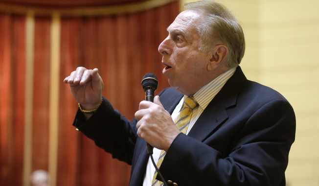 Rhode Island House Minority Whip Joseph Trillo, R-Warwick, addresses the House Chamber during a legislative session, Wednesday, June 15, 2016, at the Statehouse, in Providence, R.I. The state's proposed $8.9 billion budget is expected to head to a vote in the House of Representatives Wednesday. (AP Photo/Steven Senne)